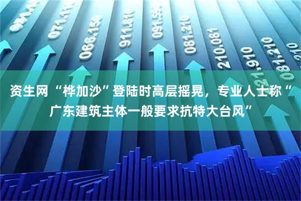 资生网 “桦加沙”登陆时高层摇晃，专业人士称“广东建筑主体一般要求抗特大台风”
