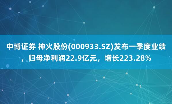中博证券 神火股份(000933.SZ)发布一季度业绩，归母净利润22.9亿元，增长223.28%