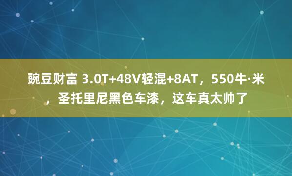 豌豆财富 3.0T+48V轻混+8AT，550牛·米，圣托里尼黑色车漆，这车真太帅了